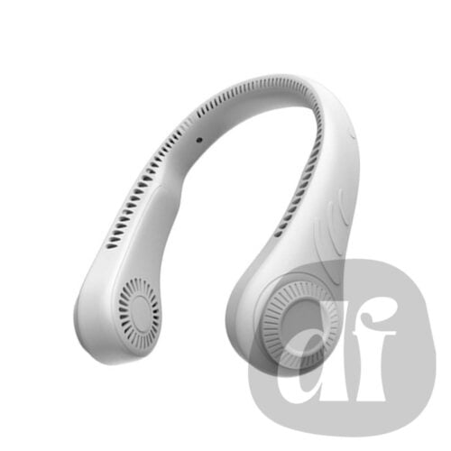 Ventilateur de cou portable de couleur blanc.
